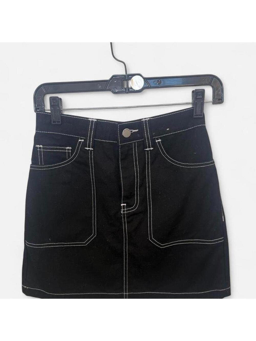 DR DENIM Tori Worker Contrast Stitch Mini Skirt